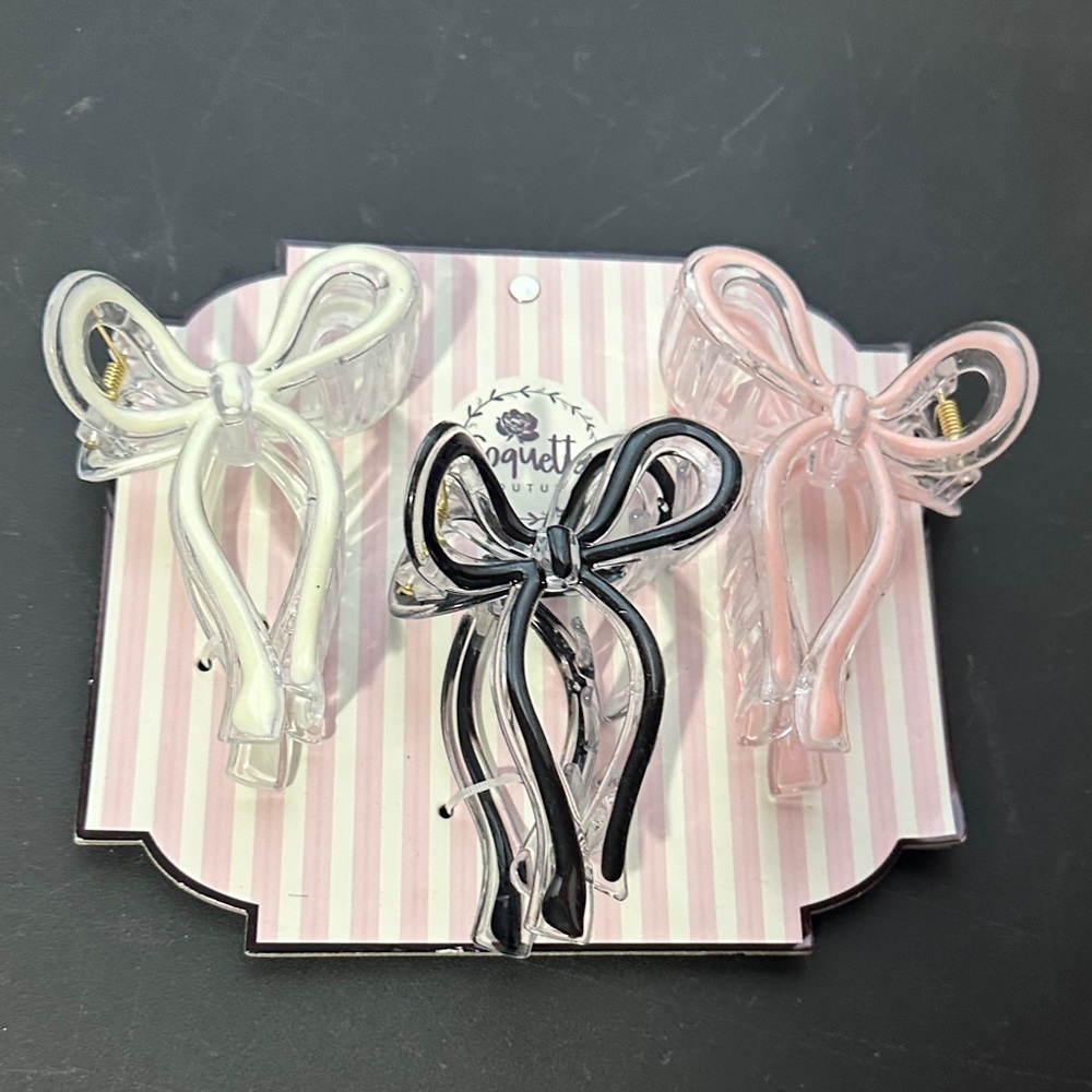 Coquette set of 3 bow plastic hair clips
